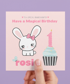 cute bunny card with age
