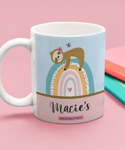personalised sloth mug blue