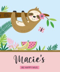 Personalised-sloth-mug-pink