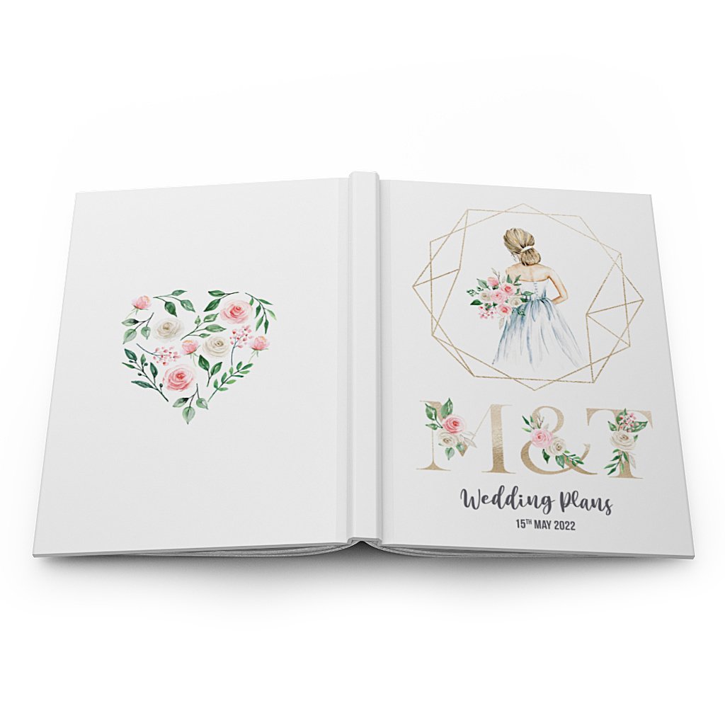 Personalisable-Hardcover-Wedding-Planner-front-back-cover-with-heart-shape-roses