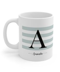 Initial-stripes-mug-green