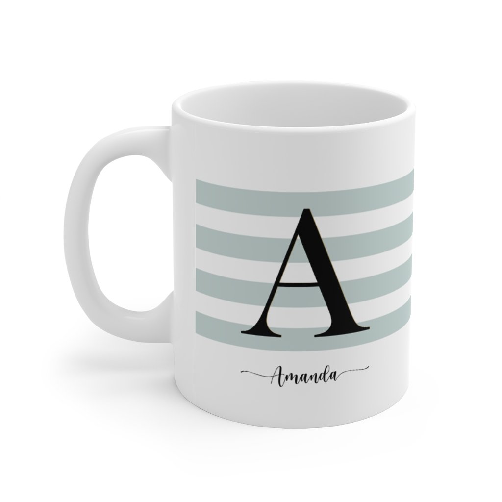 Initial-stripes-mug-green