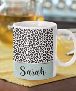 Personalised-animal-print-mug-green-table