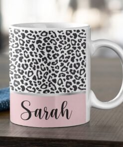 Personalised-animal-print-mug-pink