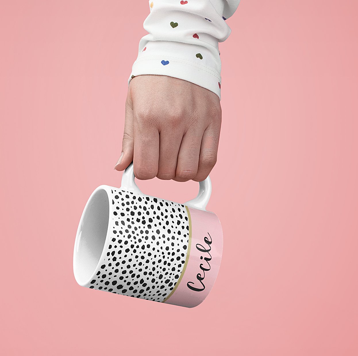 Personalised-polkadot-mug-pink