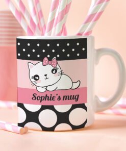 Personalised cat mug for girl