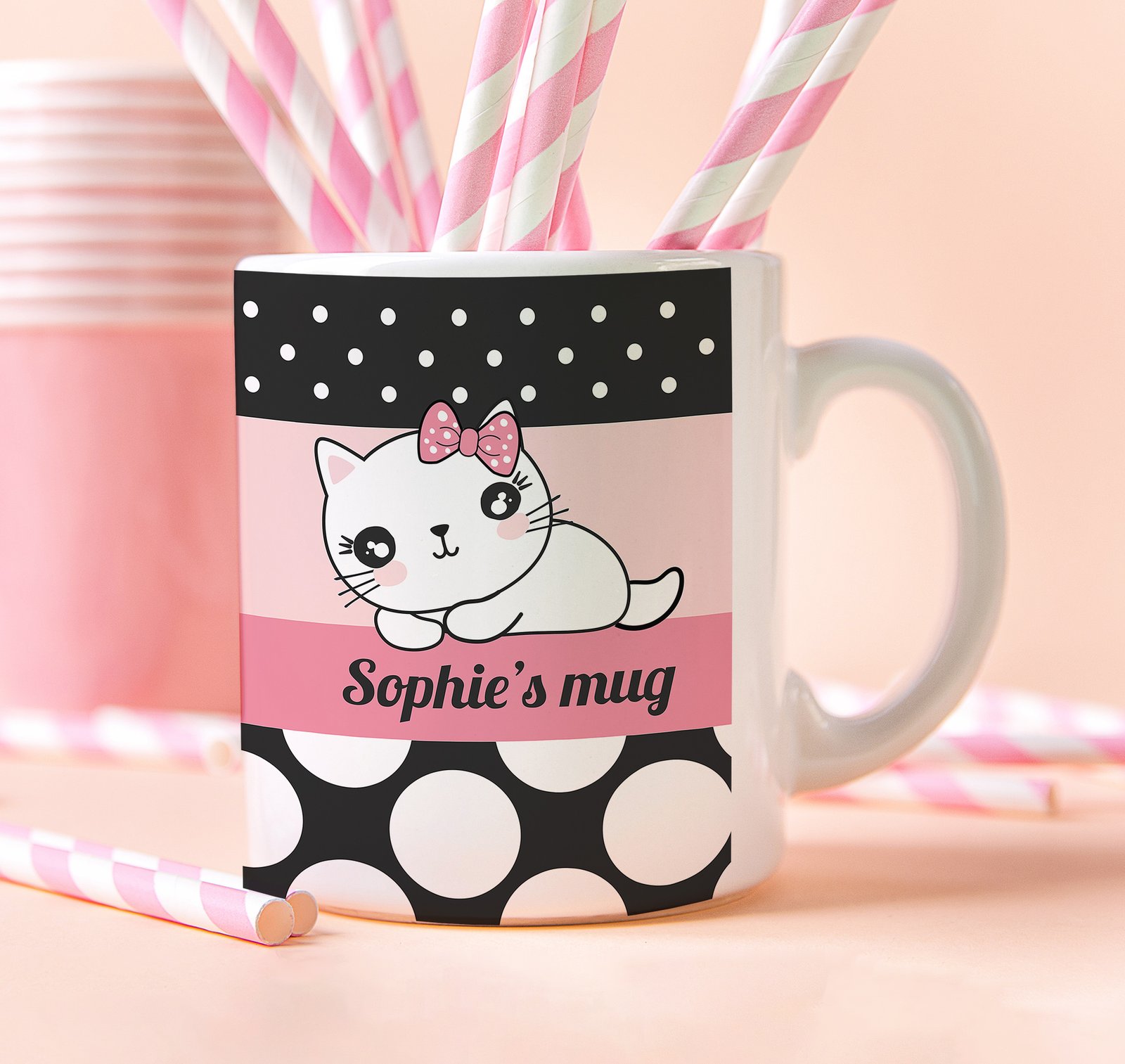 Personalised cat mug for girl