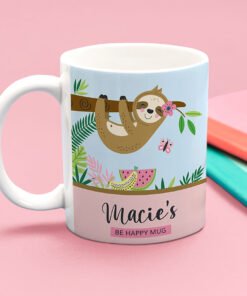 Personalised-sloth-mug-pink