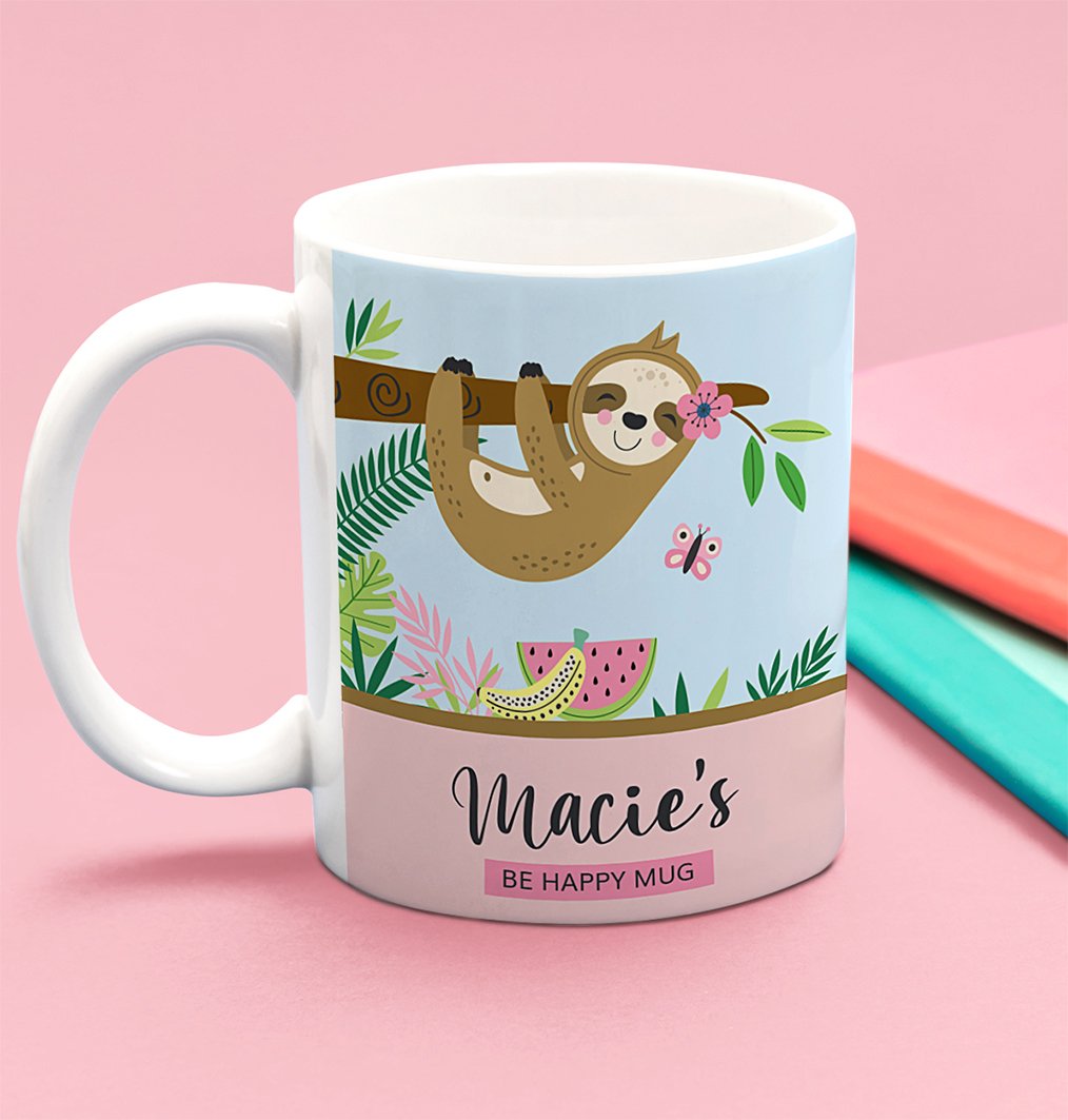 Personalised-sloth-mug-pink