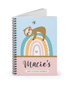 Personalized-sloth-notebook-opened