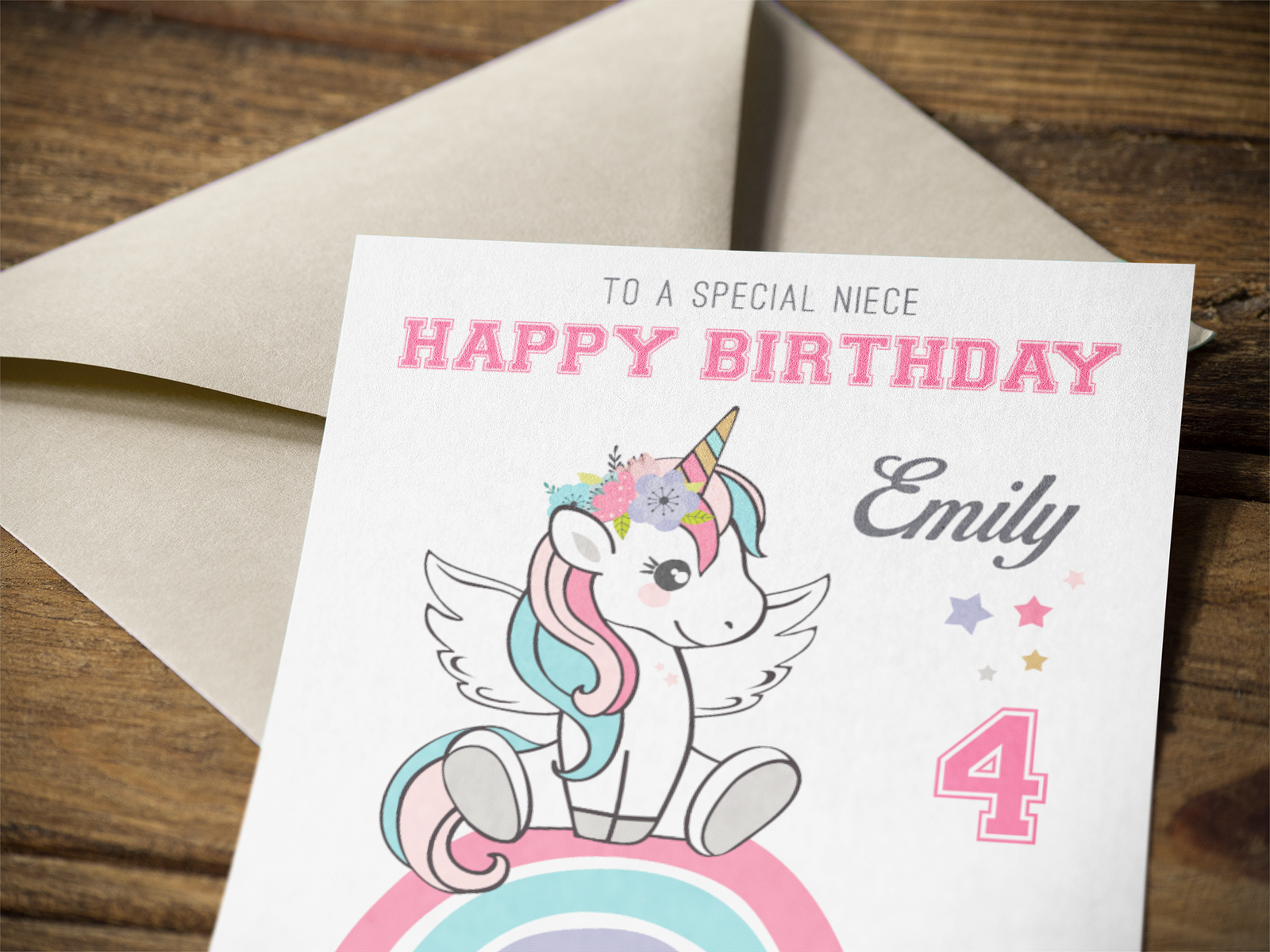 Unicorn birthday card white