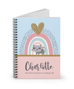 personalised cat notebook opened