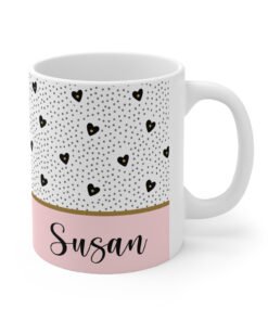 Monogram hearts mug right