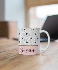Monogram hearts mug