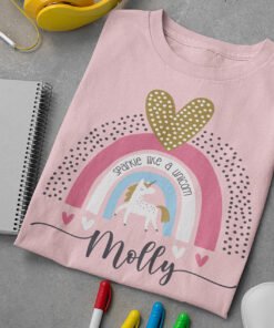 Personalized-unicorn-tshirt-pink