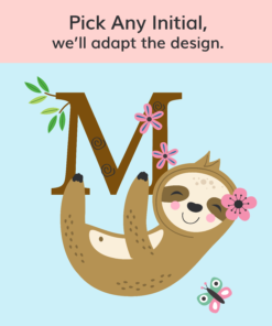 Sloth hanging from initial