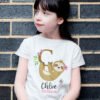 girl-wearing-Petrsonalised-sloth-t-shirt-white