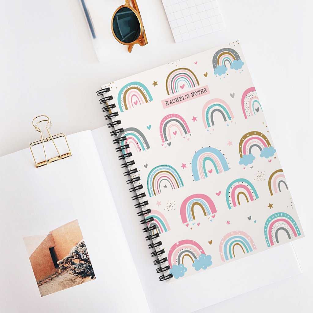 Personalised-Rainbow-notebook-desk
