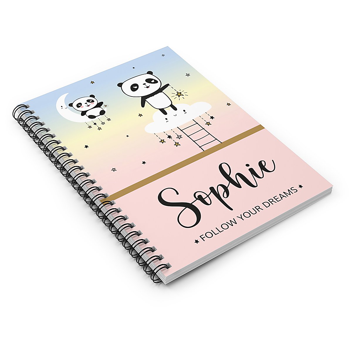 Personalised Panda Notebook pink