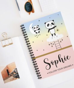 Personalised Panda Notebook pink