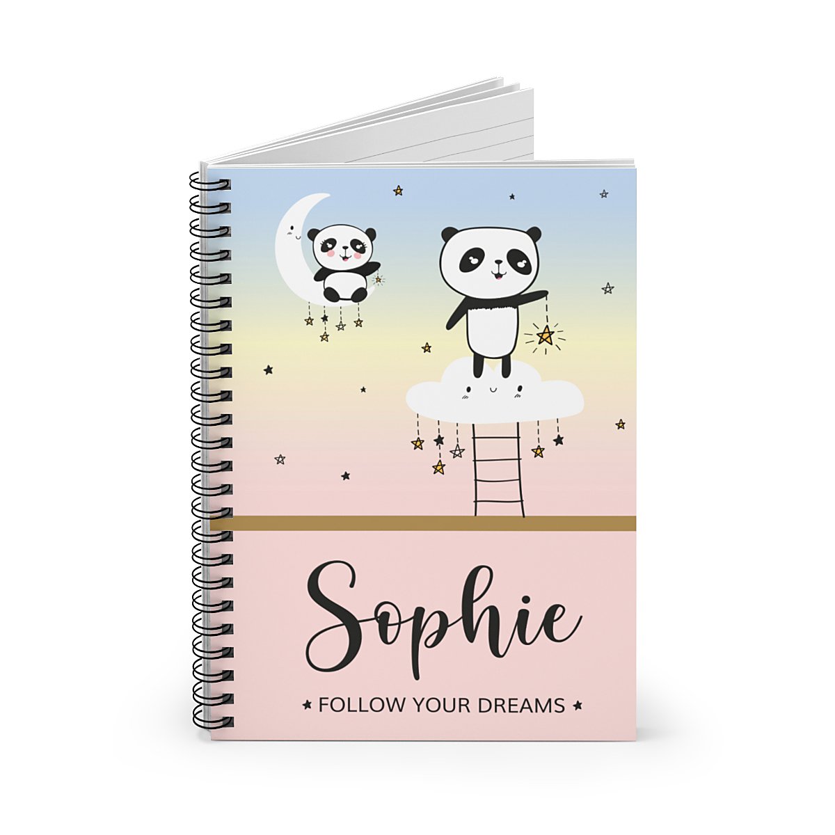 Personalised Panda Notebook pink