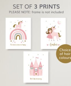 set of 3 unicorn prints