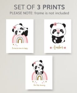 panda 3 art prints set