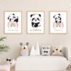Personalised panda 3 art prints set