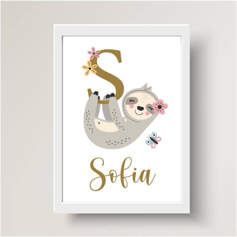 Sloth A3 print girl
