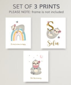 personalised Sloth art print