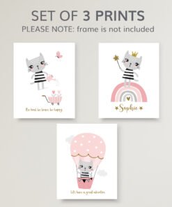 set of 3 cat prints