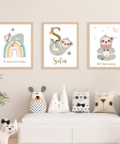 personalised sloth bedroom prints