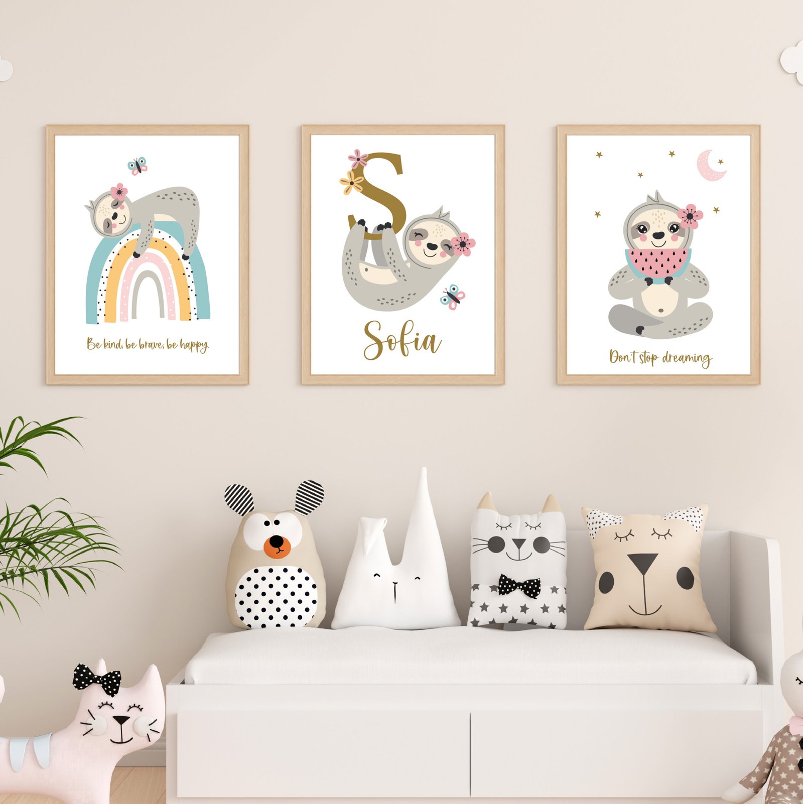 personalised sloth bedroom prints