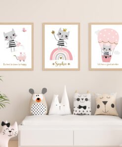 set of cat prints bedroom