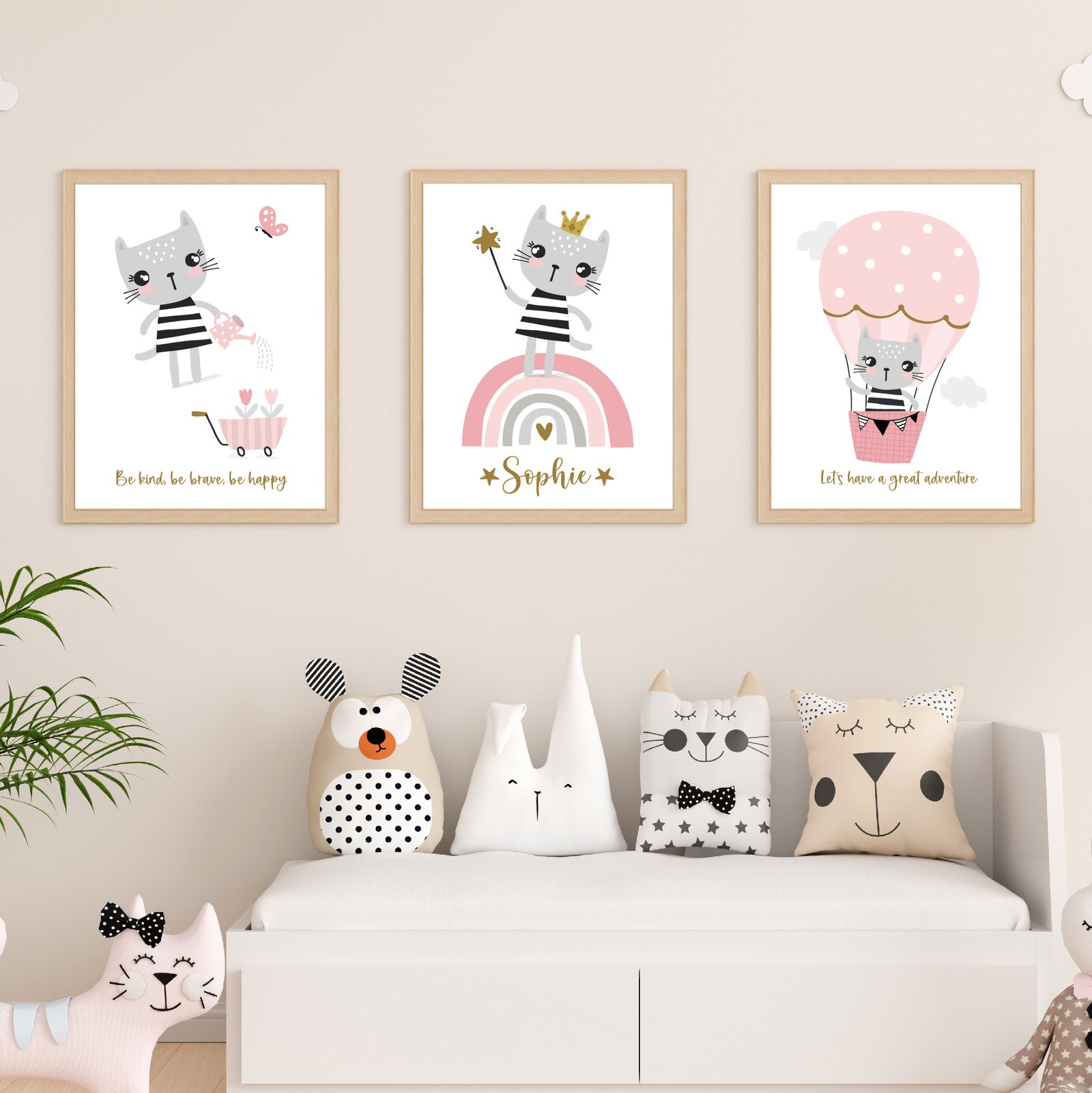 set of cat prints bedroom