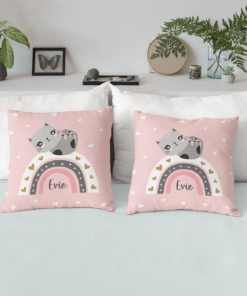 pink cat cushion girls bedroom