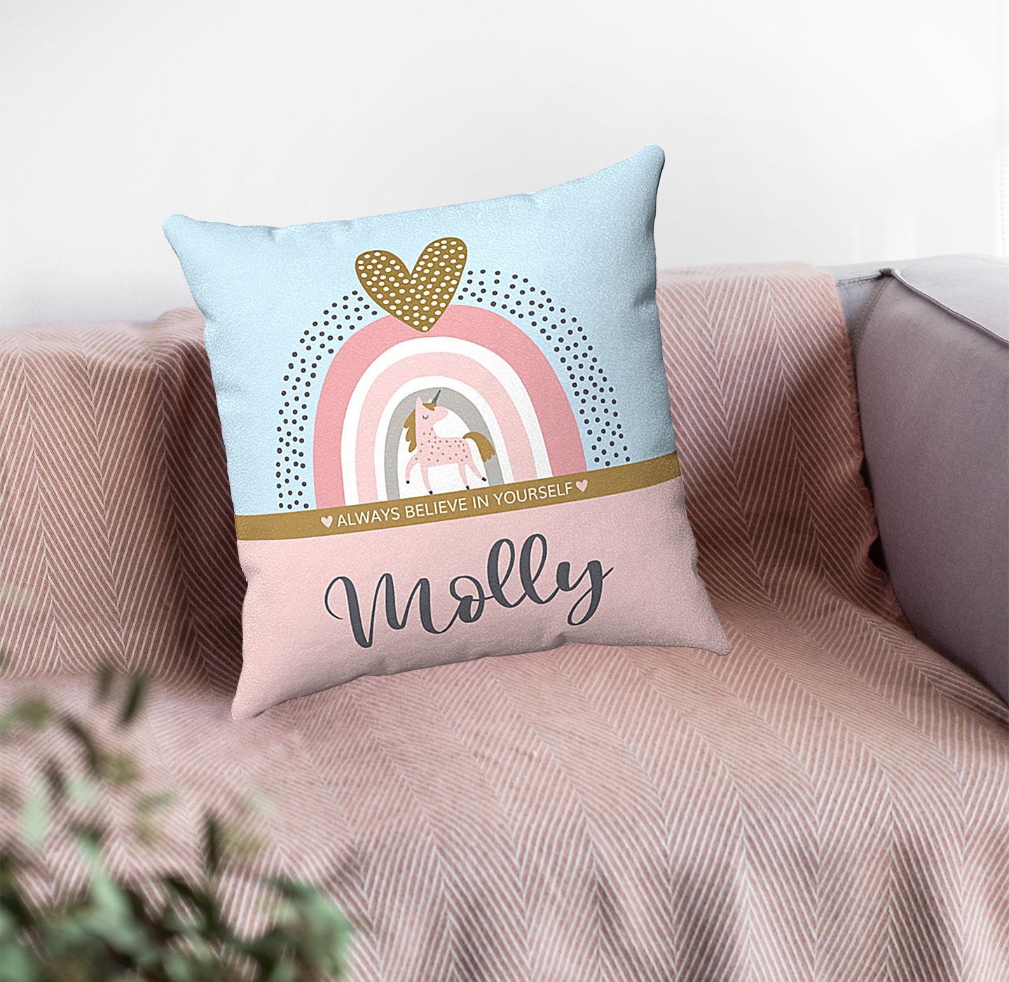 rainbow cushion for girls