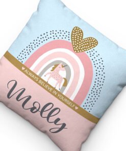 Personalised rainbow cushion