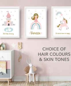 set of 3 princess fairytale art prints