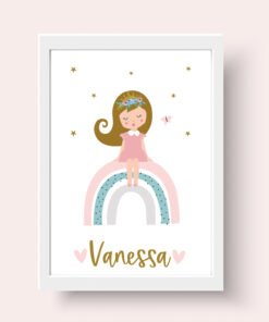 princess on rainbow art print