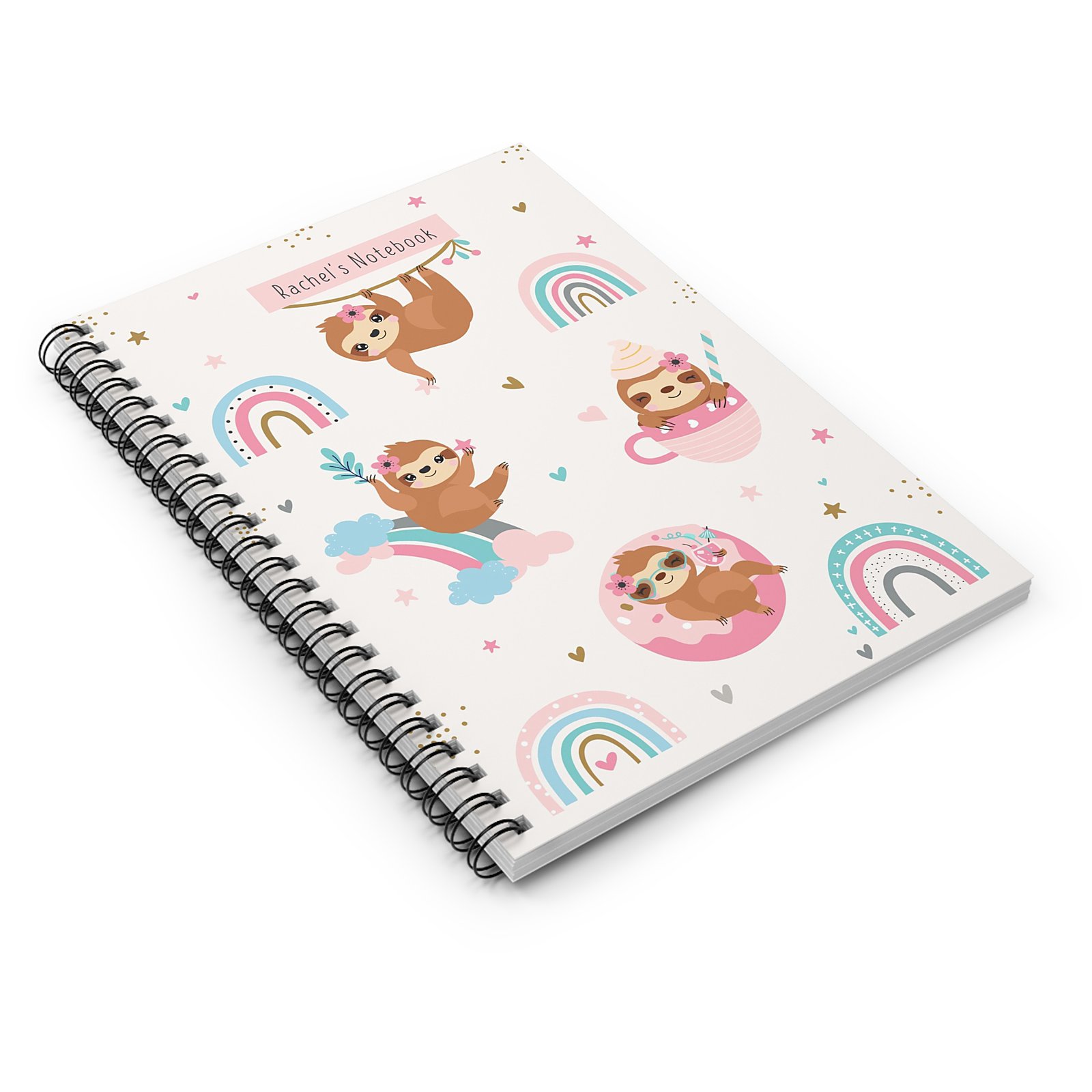 sloth and rainbow notebook