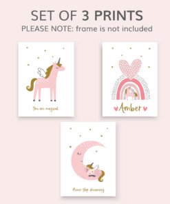 set of 3 unicorn prints