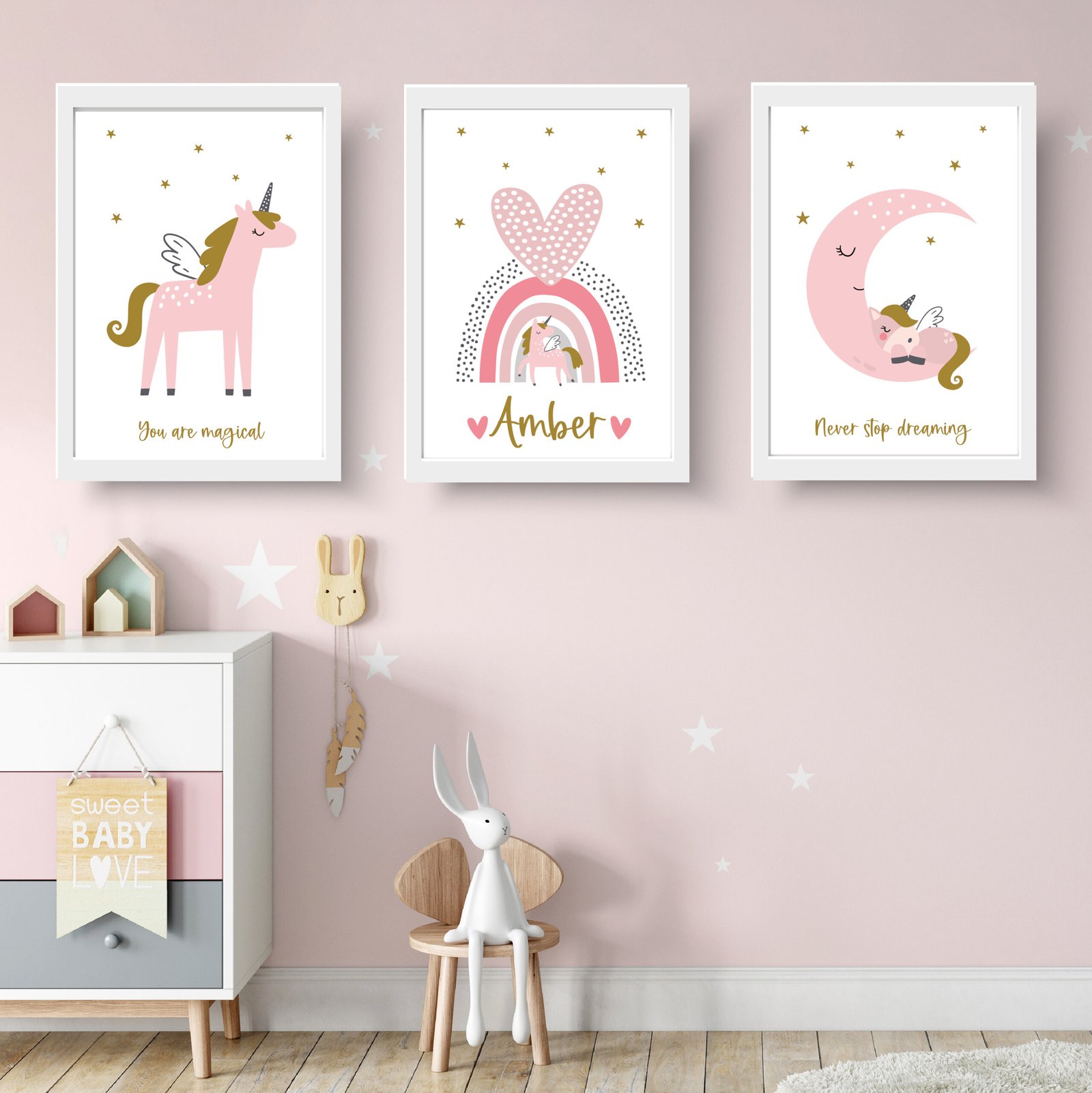 unicorn prints girl bedroom