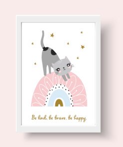 cat and rainbow art prints