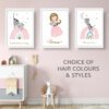 personalised cat and girl art prints