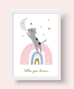 personalised cat and girl art prints